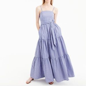 J.Crew striped tier maxi dress with tie sash
